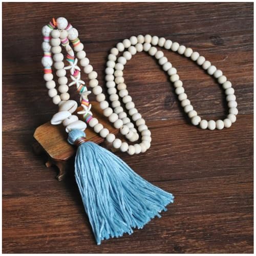 TMTGTS Perlenkette Lange Halskette mit Quasten Holz wulst Pullover Kette Bead Halsschmuck quaste Holzperlen halsketten halsschmuck Böhmische Hals Schmuck für Frauen Damen Mädchen Partei Party von TMTGTS