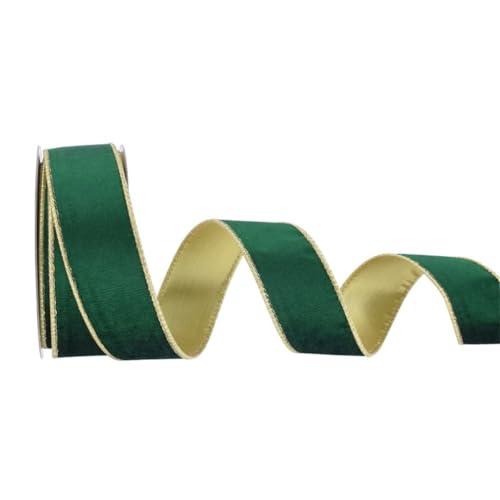 TMTGTS Samtband 4cm*10 Yards Geschenkband mit Gold Farbe Kanten Weihnachtsband Schleifenband Polyesterband Stoffbänder Ringelband Geschenkbänder für Geschenkverpackungen Weihnachtsdekoration von TMTGTS