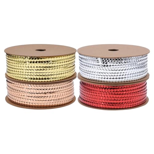 TMTGTS Weihnachtsband 3mm*100m Geschenkband Weihnachtsbänder Paillettenrolle Dekoband Zierband Webband Schleifenband Geschenkbänder für Stirnbänder Schleifen Kuchen Lesezeichen Geschenkverpackung von TMTGTS