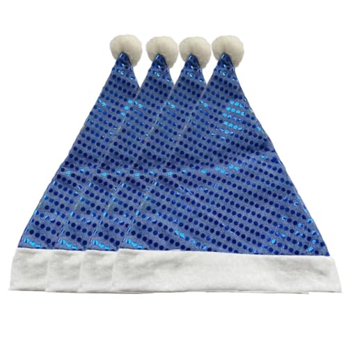 TMTGTS Weihnachtsmütze 4 Stück Nikolausmütze pailletten weihnachtsmann mütze Weihnachtsmützen weihnachtsmütze glitzer Weihnachtshut Santa Hat partymützen geburtstagshüte für Kinder und Erwachsene von TMTGTS