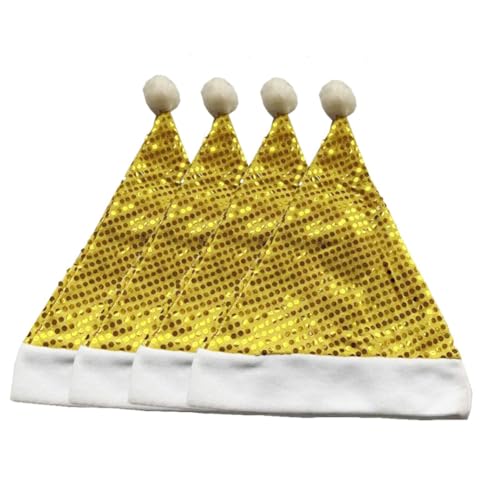TMTGTS Weihnachtsmütze 4 Stück Nikolausmütze pailletten weihnachtsmann mütze Weihnachtsmützen weihnachtsmütze glitzer Weihnachtshut Santa Hat partymützen geburtstagshüte für Kinder und Erwachsene von TMTGTS