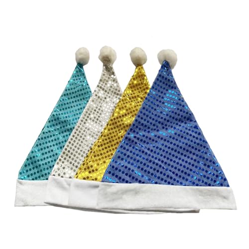 TMTGTS Weihnachtsmütze 4 Stück Nikolausmütze pailletten weihnachtsmann mütze Weihnachtsmützen weihnachtsmütze glitzer Weihnachtshut Santa Hat partymützen geburtstagshüte für Kinder und Erwachsene von TMTGTS