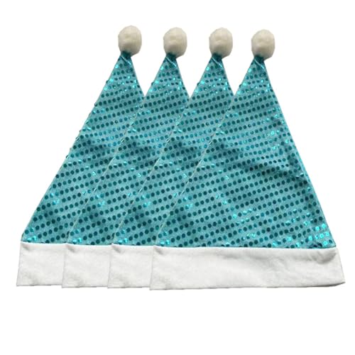 TMTGTS Weihnachtsmütze 4 Stück Nikolausmütze pailletten weihnachtsmann mütze Weihnachtsmützen weihnachtsmütze glitzer Weihnachtshut Santa Hat partymützen geburtstagshüte für Kinder und Erwachsene von TMTGTS