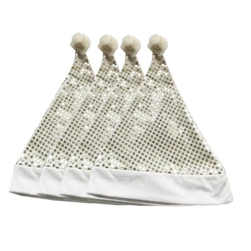 TMTGTS Weihnachtsmütze 4 Stück Nikolausmütze pailletten weihnachtsmann mütze Weihnachtsmützen weihnachtsmütze glitzer Weihnachtshut Santa Hat partymützen geburtstagshüte für Kinder und Erwachsene von TMTGTS