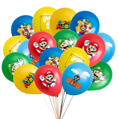 Super Mario Luftballons（30Stück),100% Reiner Naturlatex, Das Bevorzugte Material ist Sicher und Ungiftig, Geeignet für Themenparty-Dekoration, Geburtstagsfeier, Abschlussfeier oder Weihnachten von TMXKDSJ