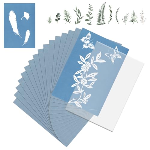 TMZELOA 36 Stück Cyanotypie Papier A5 Hochempfindlich Sonnendruckpapier Solar Fotopapier Kit Inklusive Acrylplatte und PVC Klammern für Sunprint Paper Kinder Erwachsene Heimwerken Basteln DIY von TMZELOA