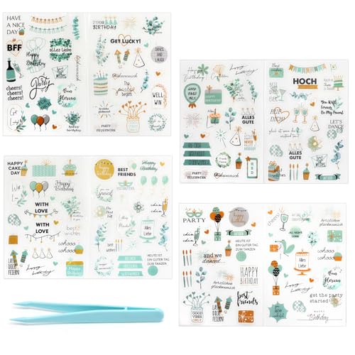 TMZELOA Sticker Geburtstag Geburtstagssticker Set 170 Motive Aufkleber für Fotoalbum mit DIY Pinzette, Gästebuch & Geschenke für Erwachsene & Kinder Transparente Matte Effekt Party Dekoration TMZELOA Sticker Geburtstag Geburtstagssticker Set 170 Motive Aufkleber für Fotoalbum mit DIY Pinzette, Gästebuch & Geschenke für Erwachsene & Kinder Transparente Matte Effekt Party Dekoration von TMZELOA