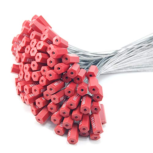 500 Stück Stahlkabelplombe, Sicherheitssiegel for den Versand aus Metall, Sicherheitsetiketten.(Red,50 PCS) von TNBCCXN
