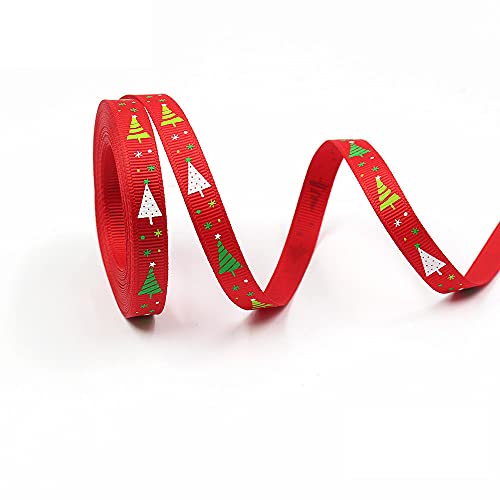 Band. 0,4″ Weihnachts-Geschenkband mit Muster Schneeflocken Weihnachtsbaum Frohe(D,10yard) von TNBCCXN