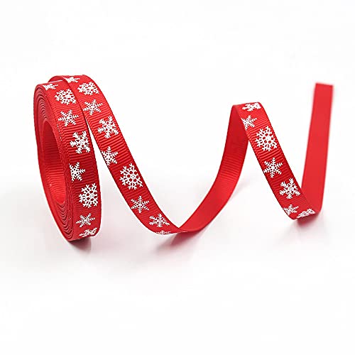 Band. 0,4″ Weihnachts-Geschenkband mit Muster Schneeflocken Weihnachtsbaum Frohe(H,50yard) von TNBCCXN