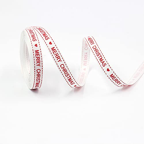 Band. 0,4″ Weihnachts-Geschenkband mit Muster Schneeflocken Weihnachtsbaum Frohe(J,50yard) von TNBCCXN