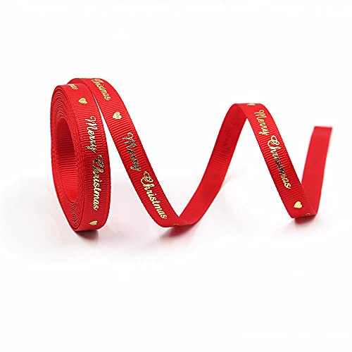 Band. 0,4″ Weihnachts-Geschenkband mit Muster Schneeflocken Weihnachtsbaum Frohe(K,50yard) von TNBCCXN