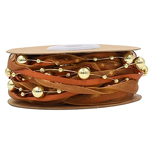 Band. Christbaumschmuck Bänder Perlenkette Geschenkband Gold(Brown) von TNBCCXN