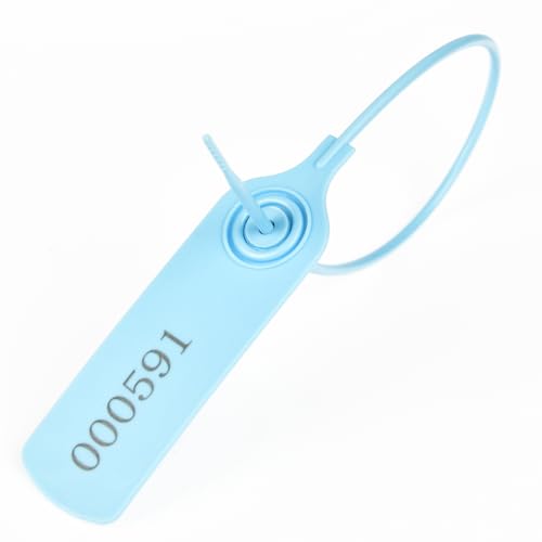 Große Kunststoffanhänger, Siegel, Siegel, Etiketten, selbstsichernde Einweganhänger for Gepäck, Versand, Verpackung, Logistik, Kleidung, Feuerlöscher(Light Blue,100pcs) von TNBCCXN