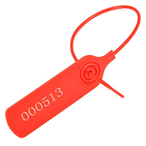Große Kunststoffanhänger, Siegel, Siegel, Etiketten, selbstsichernde Einweganhänger for Gepäck, Versand, Verpackung, Logistik, Kleidung, Feuerlöscher(Red,100pcs) von TNBCCXN