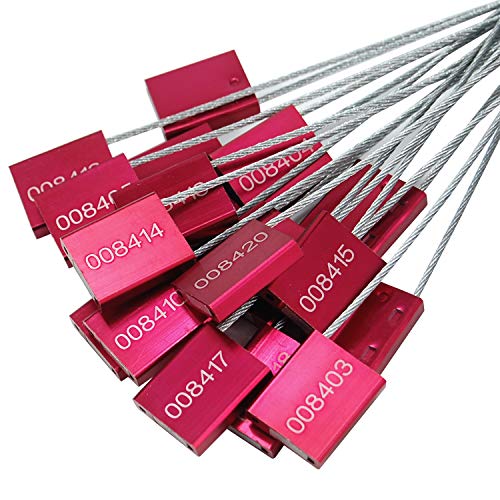 Siegel, nummerierte Schilder 100 Stück, Stahlkabelplomben, Metall-Hochsicherheitsplomben, Manipulationssichere Pull-Tite, Stahl(Red,500 PCS) von TNBCCXN