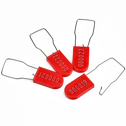 Siegel, nummerierte Schilder 100 Stück Kunststoff-Vorhängeschloss, Sicherheitssiegel, Metalldraht-Vorhängeschlösser, Stromzähler-Siegel(Red,50 PCS) von TNBCCXN
