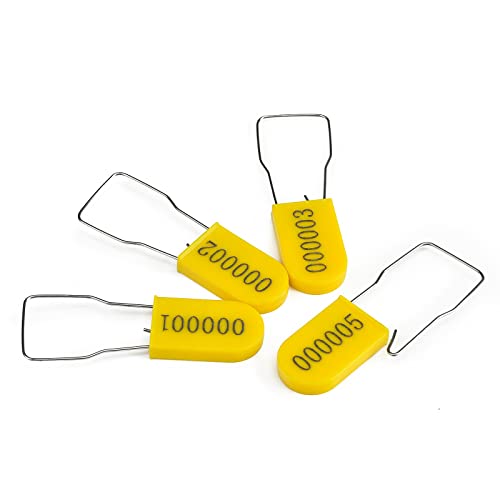 Siegel, nummerierte Schilder 100 Stück Kunststoff-Vorhängeschloss, Sicherheitssiegel, Metalldraht-Vorhängeschlösser, Stromzähler-Siegel(Yellow,50 PCS) von TNBCCXN