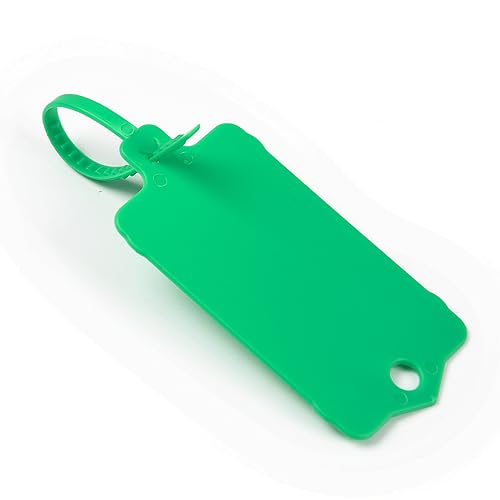 Siegel, nummerierte Schilder 100 Stück Kunststoffanhänger – wiederverwendbare Hängebänder, beschreibbar und wasserdicht(Green) von TNBCCXN