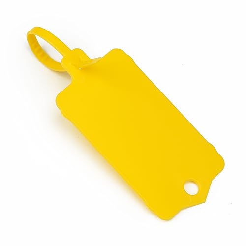 Siegel, nummerierte Schilder 100 Stück Kunststoffanhänger – wiederverwendbare Hängebänder, beschreibbar und wasserdicht(Yellow) von TNBCCXN