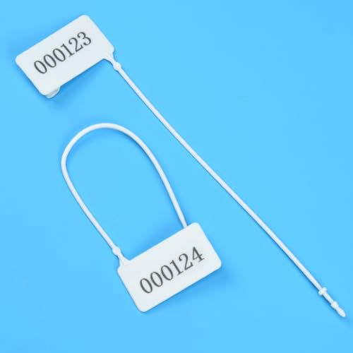 Siegel, nummerierte Schilder 100 Stück nummerierte Sicherheitsvorhängeschlosssiegel aus Kunststoff, manipulationssicher, for Einmalgebrauch.(White) von TNBCCXN