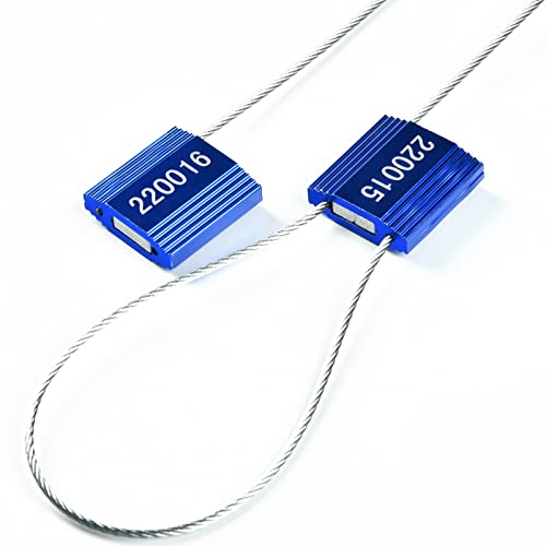 Siegel, nummerierte Schilder 100 rote Stahlkabelplomben, Metall-Hochsicherheitsplomben, manipulationssichere Pull-Tite-Verschlüsse, Stahl(Blue With Numbers,50 PCS) von TNBCCXN