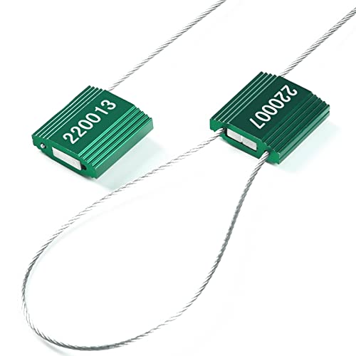 Siegel, nummerierte Schilder 100 rote Stahlkabelplomben, Metall-Hochsicherheitsplomben, manipulationssichere Pull-Tite-Verschlüsse, Stahl(Green With Numbers,50 PCS) von TNBCCXN
