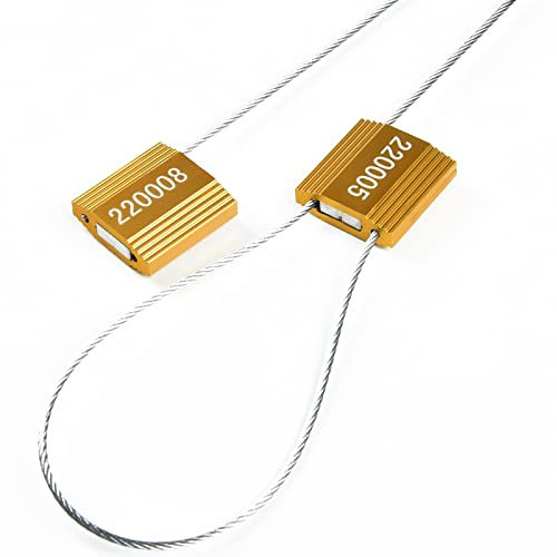 Siegel, nummerierte Schilder 100 rote Stahlkabelplomben, Metall-Hochsicherheitsplomben, manipulationssichere Pull-Tite-Verschlüsse, Stahl(Yellow With Numbers,50 PCS) von TNBCCXN