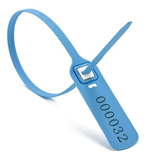 Siegel, nummerierte Schilder Hochleistungs-Sicherheitssiegel aus Kunststoff – Durchziehsiegel mit selbstverriegelnder Manipulationssicherheit(Light Blue,500 PCS) von TNBCCXN