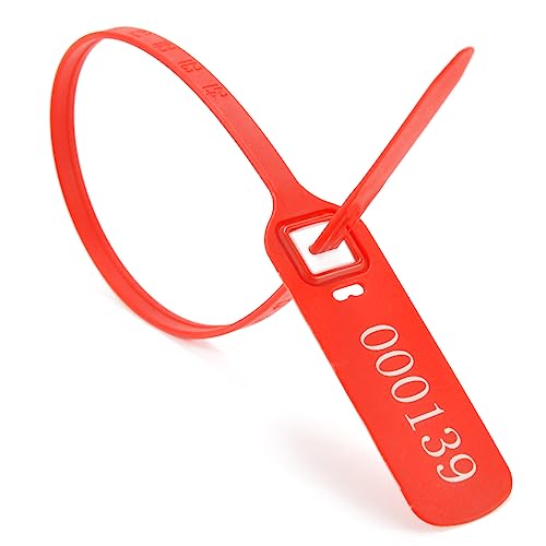 Siegel, nummerierte Schilder Hochleistungs-Sicherheitssiegel aus Kunststoff – Durchziehsiegel mit selbstverriegelnder Manipulationssicherheit(Red,100 PCS) von TNBCCXN
