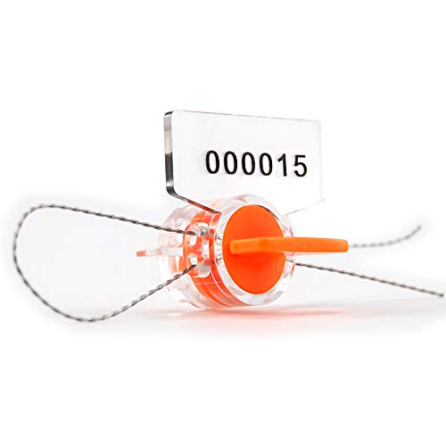 Siegel, nummerierte Schilder Manipulationssichere, verdrehsichere Roto-Sicherheitszähler-Siegel, elektrisches Hochsicherheits-Vorhängeschloss(Orange,500PCS) von TNBCCXN