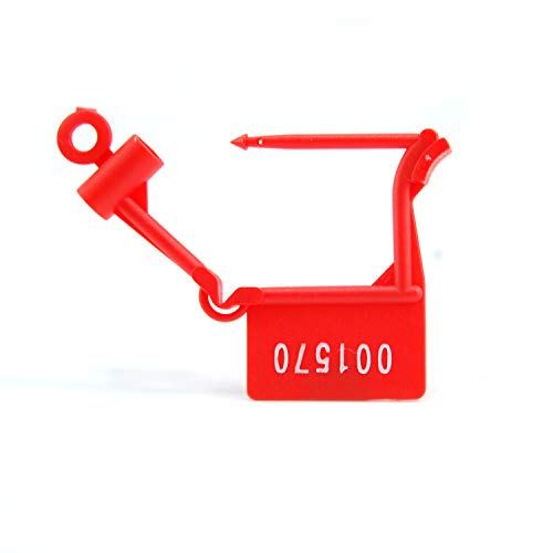 Siegel, nummerierte Schilder Manipulationssichere Sicherheitsvorhängeschloss-Siegel aus Kunststoff, Sicherheits-Selbstsiegel for Gepäck(Red,1000 PCS) von TNBCCXN