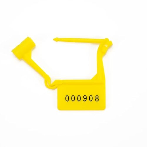 Siegel, nummerierte Schilder Manipulationssichere Sicherheitsvorhängeschloss-Siegel aus Kunststoff, Sicherheits-Selbstsiegel for Gepäck(Yellow,100 PCS) von TNBCCXN
