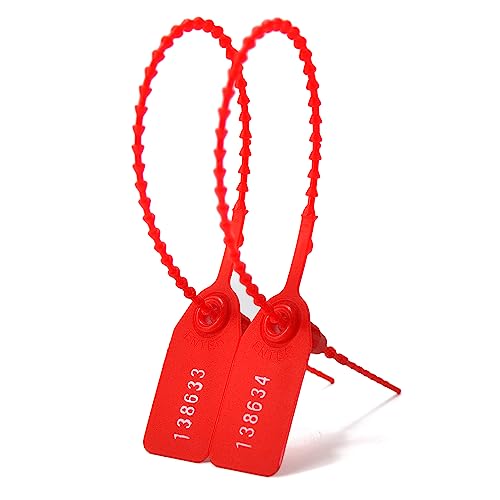 Siegel, nummerierte Schilder Sicherheitsbänder for Feuerlöscher, manipulationssichere Siegeletiketten aus Kunststoff, Pull Tite(Red,100 PCS) von TNBCCXN