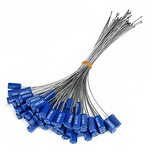 Siegel, nummerierte Schilder Sicherheitskabelplomben, nummerierte Stahldrahtplombe, manipulationssichere Sicherheitsetiketten, Einweg-Zugverschlussstreifen, selbstverriegelnd(Dark Blue) von TNBCCXN