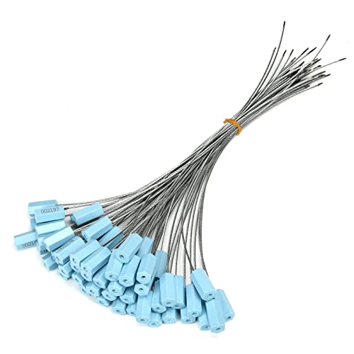 Siegel, nummerierte Schilder Sicherheitskabelplomben, nummerierte Stahldrahtplombe, manipulationssichere Sicherheitsetiketten, Einweg-Zugverschlussstreifen, selbstverriegelnd(Light Blue) von TNBCCXN