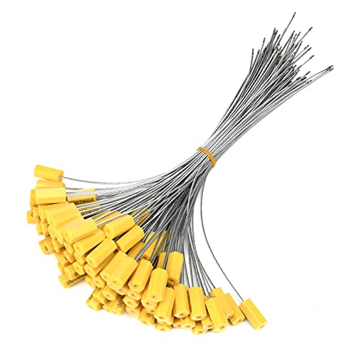 Siegel, nummerierte Schilder Sicherheitskabelplomben, nummerierte Stahldrahtplombe, manipulationssichere Sicherheitsetiketten, Einweg-Zugverschlussstreifen, selbstverriegelnd(Yellow) von TNBCCXN