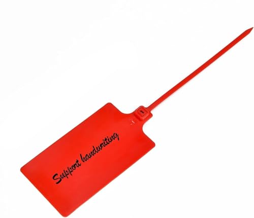 Siegel, nummerierte Schilder Wasserdichte Versandanhänger aus Kunststoff, große beschreibbare Markierungsbänder zur Produktaufbewahrung(Red,50 PCS) von TNBCCXN
