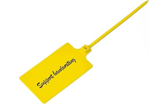 Siegel, nummerierte Schilder Wasserdichte Versandanhänger aus Kunststoff, große beschreibbare Markierungsbänder zur Produktaufbewahrung(Yellow,100 PCS) von TNBCCXN