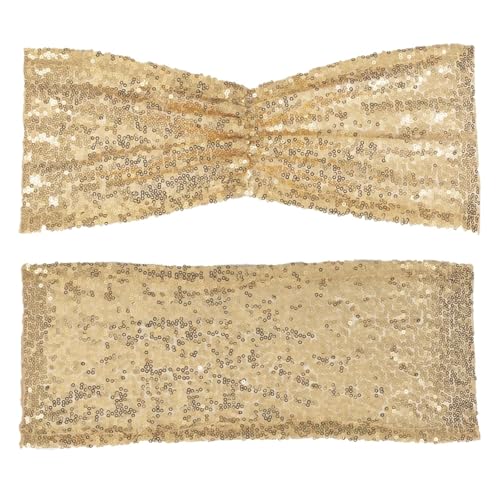 TNBCCXN Stuhl Schärpen, Stuhl Bands Pailletten-Stuhlschärpen for Hochzeitszeremonien, Bankette, Hotelempfang, Dekoration for Hochzeiten(24pcs-Light Gold) von TNBCCXN