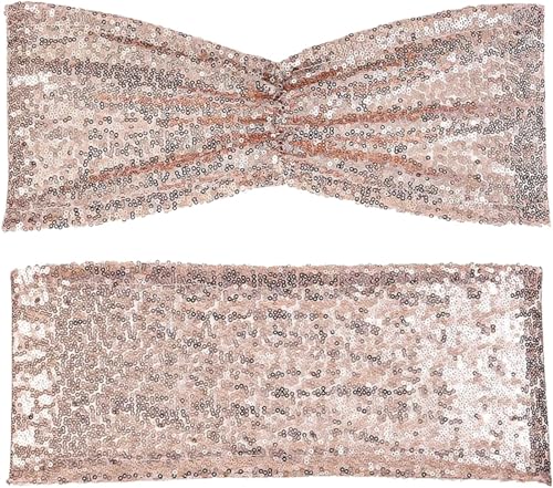 TNBCCXN Stuhl Schärpen, Stuhl Bands Pailletten-Stuhlschärpen for Hochzeitszeremonien, Bankette, Hotelempfang, Dekoration for Hochzeiten(24pcs-Light Pink) von TNBCCXN