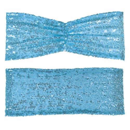 TNBCCXN Stuhl Schärpen, Stuhl Bands Pailletten-Stuhlschärpen for Hochzeitszeremonien, Bankette, Hotelempfang, Dekoration for Hochzeiten(24pcs-Sky Blue) von TNBCCXN