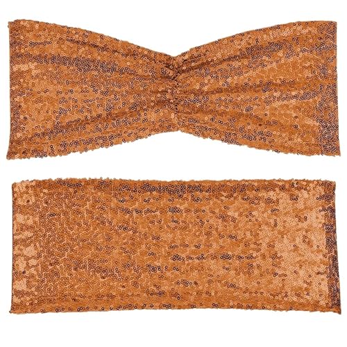 TNBCCXN Stuhl Schärpen, Stuhl Bands Pailletten-Stuhlschärpen for Hochzeitszeremonien, Bankette, Hotelempfang, Dekoration for Hochzeiten(24pcs-orange) von TNBCCXN
