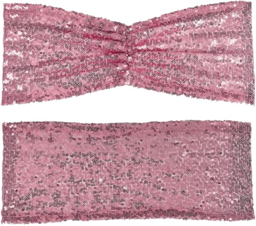 TNBCCXN Stuhl Schärpen, Stuhl Bands Pailletten-Stuhlschärpen for Hochzeitszeremonien, Bankette, Hotelempfang, Dekoration for Hochzeiten(24pcs-pink) von TNBCCXN