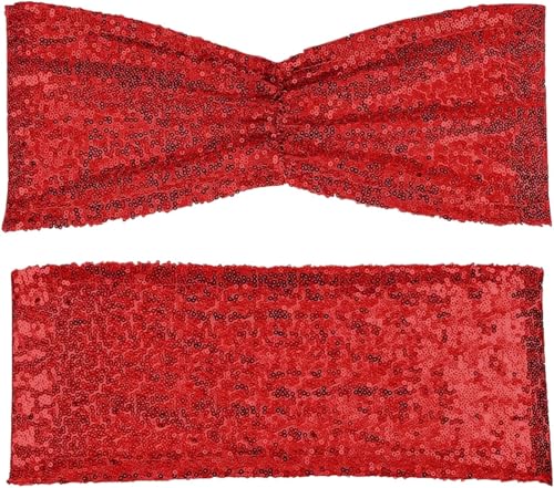 TNBCCXN Stuhl Schärpen, Stuhl Bands Pailletten-Stuhlschärpen for Hochzeitszeremonien, Bankette, Hotelempfang, Dekoration for Hochzeiten(24pcs-red) von TNBCCXN
