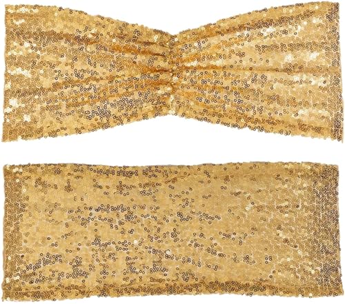 TNBCCXN Stuhl Schärpen, Stuhl Bands Pailletten-Stuhlschärpen for Hochzeitszeremonien, Bankette, Hotelempfang, Dekoration for Hochzeiten(24pcs-rold) von TNBCCXN