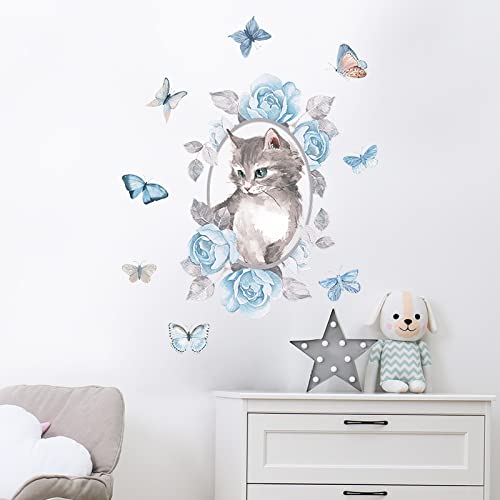 TNBKDSE Cartoon Katze Blaue Rose Blume Wandaufkleber Wohnzimmer Schlafzimmer Kinderzimmer Hintergrund Dekoration Tapete Verschönern Aufkleber TNBKDSE Cartoon Katze Blaue Rose Blume Wandaufkleber Wohnzimmer Schlafzimmer Kinderzimmer Hintergrund Dekoration Tapete Verschönern Aufkleber von TNBKDSE
