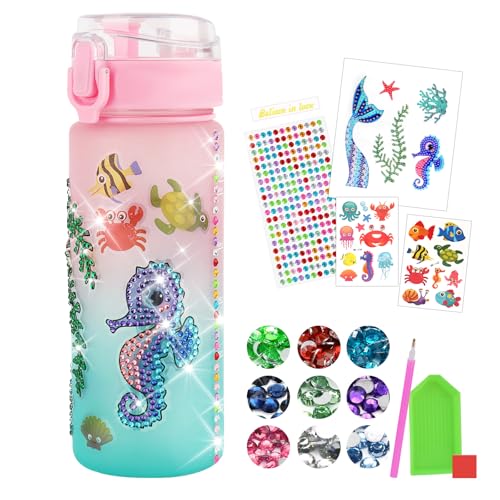 TNEDFOD DIY Wasserflasche Kits, Wasserflasche Meerjungfrau Spielzeug, Meerjungfrau Geschenke für Mädchen 5-6-7-8-9 Jahre Geschenkideen Diamond Painting Kinder Geburtstagsgeschenk von TNEDFOD