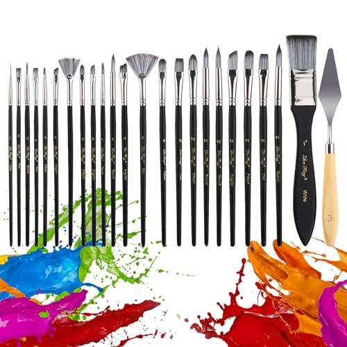 TNEDFOD Synthetisches Künstlerpinsel, Malerei Ölfarben Brush Set, Pinselset Acrylfarben, 23 Acryl Pinsel, 1 Organisationstasche, 1 Spachtel, für Nagelkunst, Acryl, Aquarell, Ölgemälde TNEDFOD Synthetisches Künstlerpinsel, Malerei Ölfarben Brush Set, Pinselset Acrylfarben, 23 Acryl Pinsel, 1 Organisationstasche, 1 Spachtel, für Nagelkunst, Acryl, Aquarell, Ölgemälde von TNEDFOD
