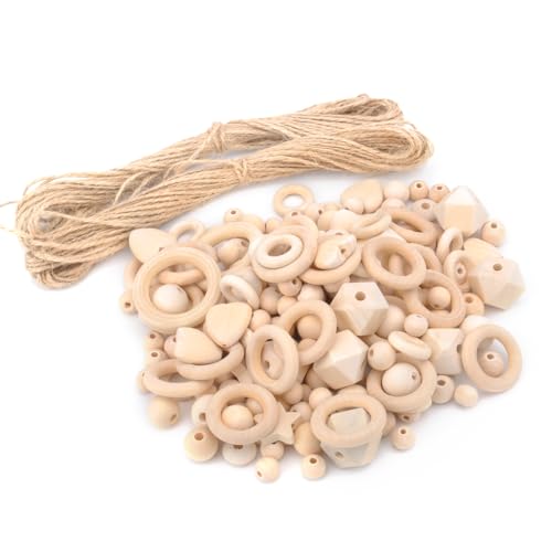 TNSLAND 204 Stück Runde Holzperlen Set, Makramee Holzperlen Rund, Herz und Achteckig DIY Holzringe zum Basteln Loch Abstandshalterperlen Holz Lose Perle für DIY Dekorationen Schmuck TNSLAND 204 Stück Runde Holzperlen Set, Makramee Holzperlen Rund, Herz und Achteckig DIY Holzringe zum Basteln Loch Abstandshalterperlen Holz Lose Perle für DIY Dekorationen Schmuck von TNSLAND
